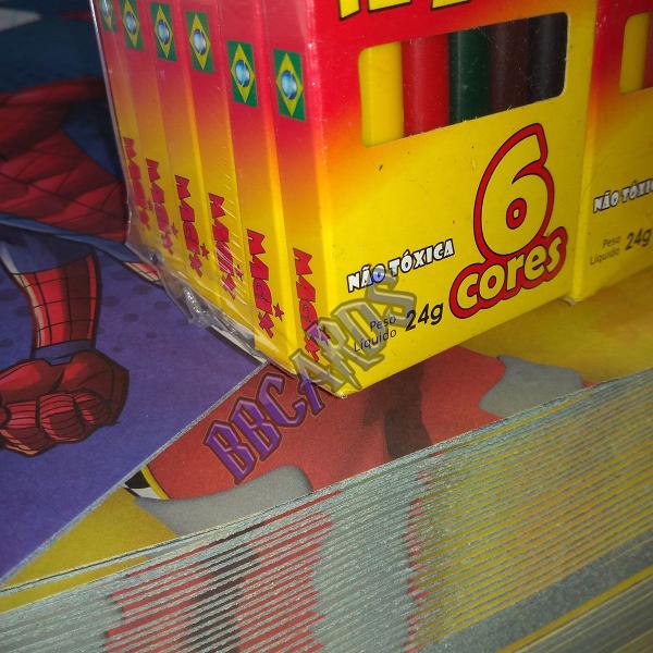 Imagem de Meu Livro De Atividades E Colorir Super Heróis Kit 40 Revistas Com Repetição + Giz de Cera