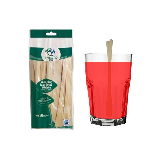 Imagem de Mexedor Long Drink De Madeira 17Cm Pct C/50 Kit 5