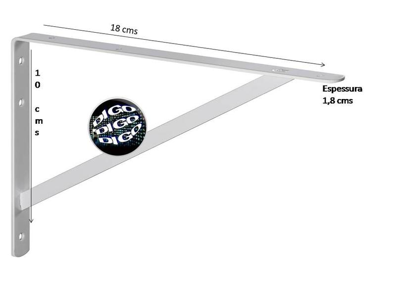 Imagem de MFL1810 MÃO FRANCESA LEVE 20CM. Suporte em L de aço carbono com 100x180x15mm. Espessura 1,8mm. (Valor Unitário)