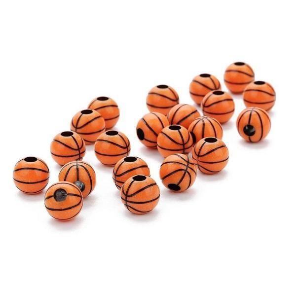 Imagem de Miçanga Bola De Basquete 10Mm Com 30 Unidades