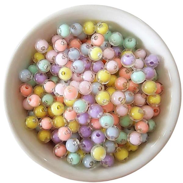 Imagem de Miçanga Bola Fosca Com Miolo Candy Color 8mm, Aprox 400 Pçs