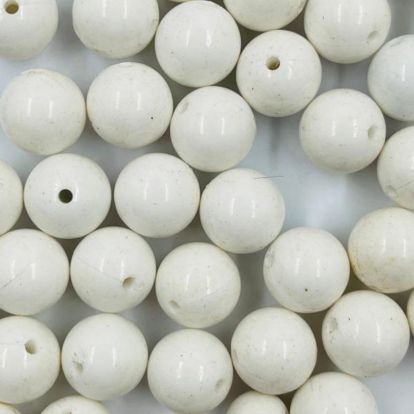 Imagem de Miçanga Bola Lisa 15mm Branco 50pçs Passante Bijuterias 150g