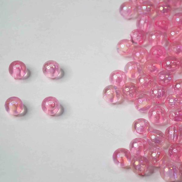 Imagem de Miçanga Bolinha de Sabão/ Rosa 8mm - aprox 420  peças- 100g