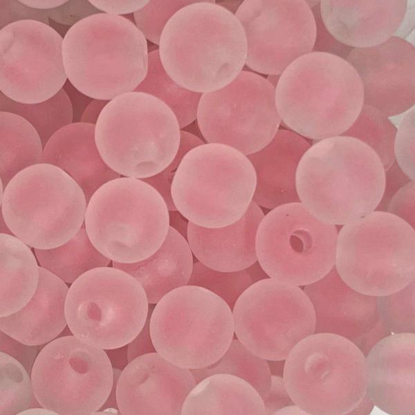 Imagem de Miçanga Bolinha Fosca com Miolo Rosa Bebe Contas Passante 8mm 360pç Para Fazer Pulseira Montar Colar