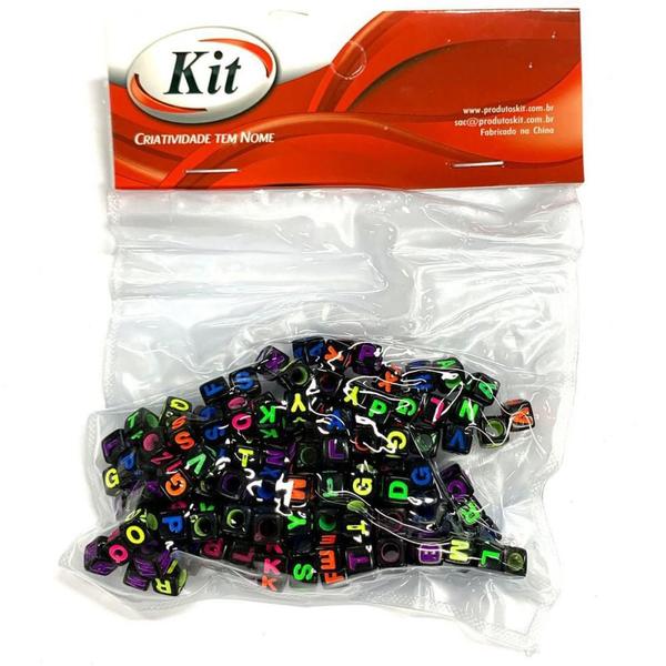 Miçanga Conta Dado Letras 6X6MM 25G - KIT Imagem de Miçanga Conta Dado Letras 6X6MM 25G