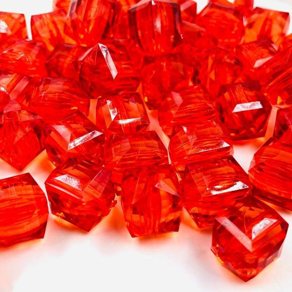 Imagem de Miçanga Cubo Sextavado 18x16mm 50pç Vermelho Artesanato 185g