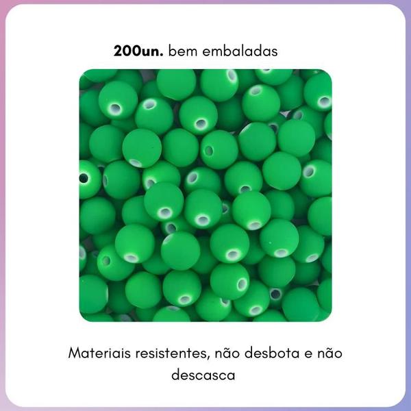 Imagem de Miçanga Emborrachada 8mm 200un p/ Montar Pulseira Infantil Terço BrincoVáriasCores