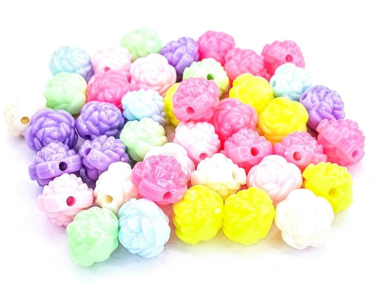 Imagem de Miçanga Flor 10Mm Candy Colors Com Furo Passante 50 Peças