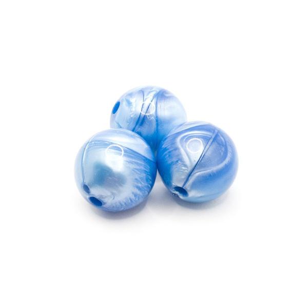 Imagem de Miçanga Passante Bola Lisa Plástico Azul 20mm 100pçs 500g