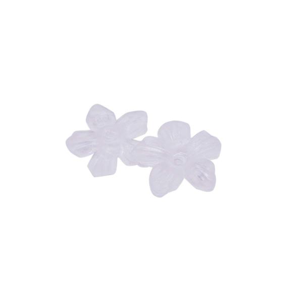 Imagem de Miçanga Passante Flor Plástico Fosco Transparente 5 Pétalas 15mm 10pçs 3g