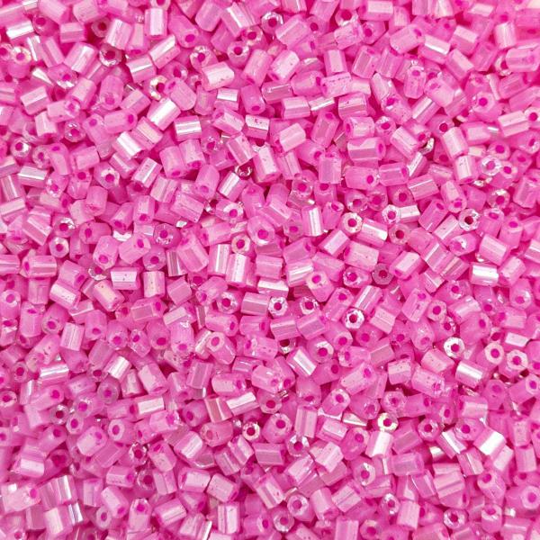 Imagem de Miçanga Passante Vidrilho Tubo Rosa Pink 2mm 4000pçs 50g