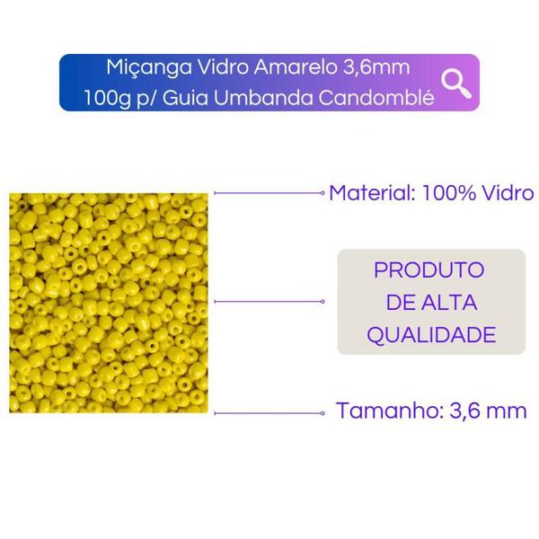 Imagem de Miçanga Vidro 3,6mm 100g Guia Umbanda Candomblé- Escolha Cor