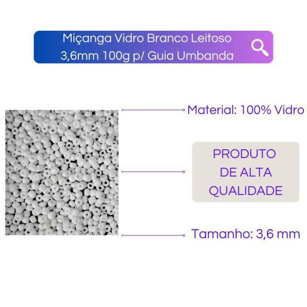 Imagem de Miçanga Vidro Branco Leitoso 3,6Mm 100G Para Guia Umbanda