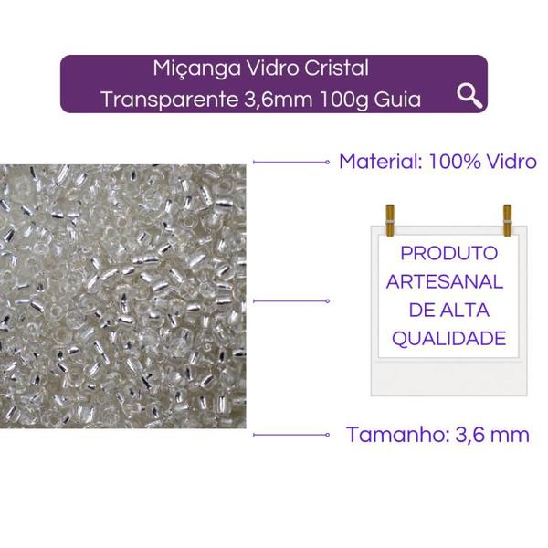 Imagem de Miçanga Vidro Cristal Transparente 3,6mm 100g Guia Umbanda