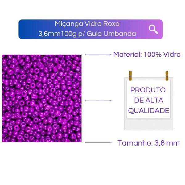 Imagem de Miçanga Vidro Roxo 3,6Mm 100G Para Guia Umbanda Candomblé