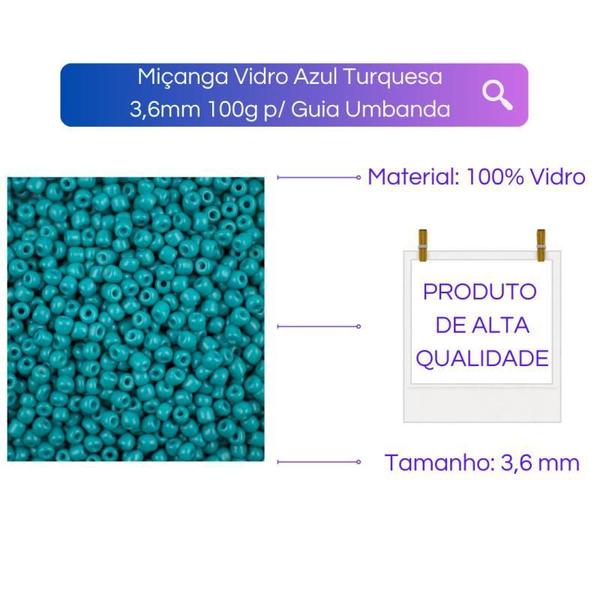 Imagem de Miçanga Vidro ul Turquesa 3,6Mm 100G Para Guia Umbanda