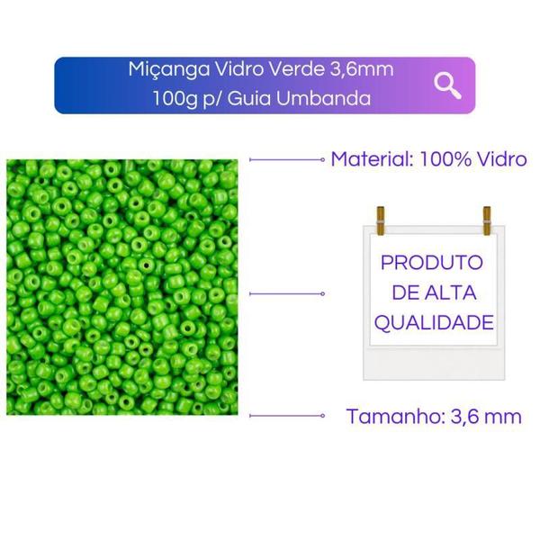 Miçanga Vidro Verde 3,6Mm 100G Para Guia Umbanda Candomblé - Lua Mística - 100% Original - Loja Oficial Imagem de Miçanga Vidro Verde 3,6Mm 100G Para Guia Umbanda Candomblé