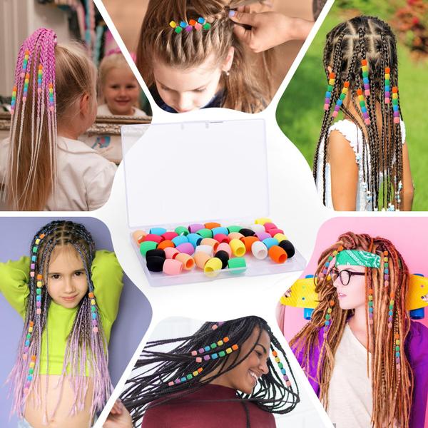 Imagem de Miçangas de cabelo de silicone Vodolo para crianças e meninas, tranças, 50 unidades