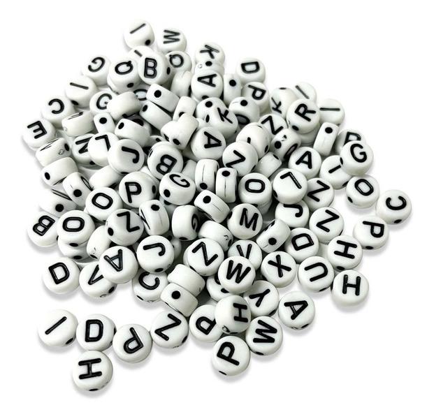 Imagem de Miçangas de Letra Redonda Alfabeto Aprox. 1000 Letras Para Fazer Bijuterias Colar Montar Pulseiras