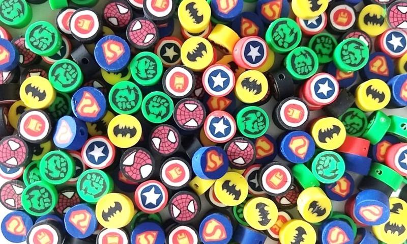 Imagem de Miçangas Emborrachadas Super Heroi Diy P/ Pulseiras 50 Un