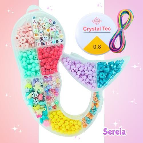 Miçangas kit infantil c/ entremeios p/ colar pulseira bijuteria e artesanato - loop variedades Imagem de Miçangas kit infantil c/ entremeios p/ colar pulseira bijuteria e artesanato