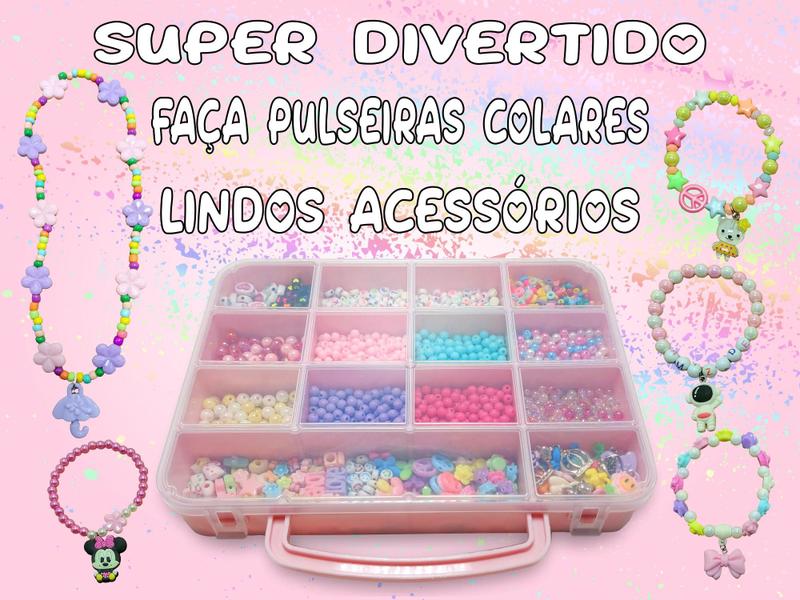 Imagem de Miçangas Perola abs Para Pulseiras infantil Kit Completo