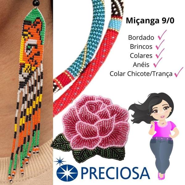 Imagem de Miçanguinha Leitosa 9/0=2,6mm Preciosa Jablonex Várias Cores 500g Guias Colares Pulseiras Brajás Proteção