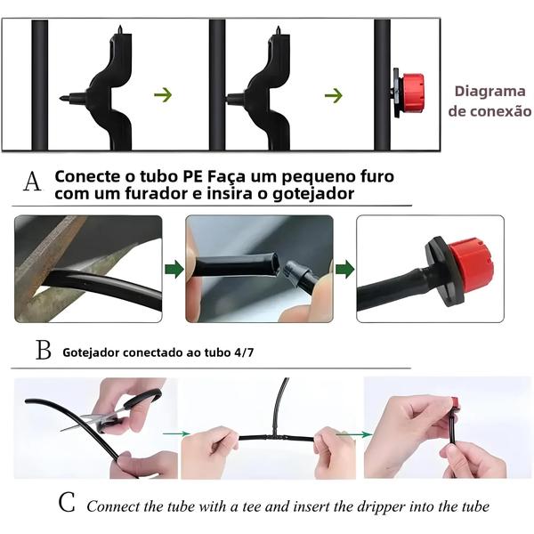 Imagem de Micro Gotejadores de Irrigação Ajustáveis - 50 a 800 Peças - Conector 1/4"