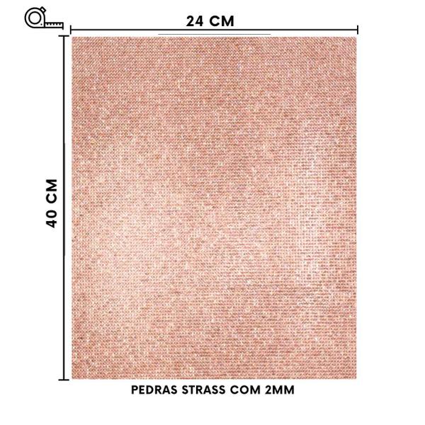 Imagem de Micro Manta de Strass Termocolante Cristal 40x24CM Brilho Premium