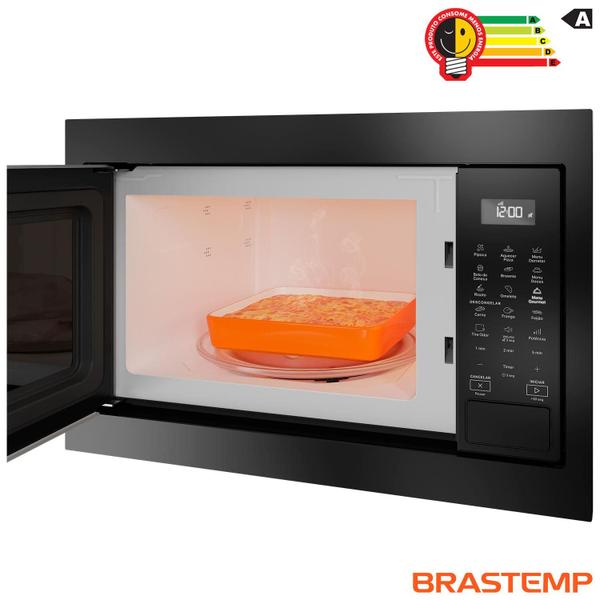 Imagem de Micro-ondas Brastemp de Embutir com 18 Receitas Pré Programadas e Design Sofisticado Preto 32L BM146AE