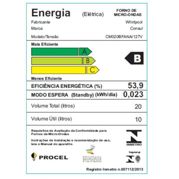 Imagem de Micro-ondas Consul 20 Litros cor Inox Espelhado com Função Descongelar - CM020BF