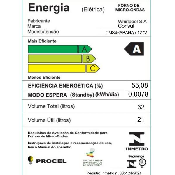 Imagem de Micro-ondas Consul 32 Litros Branco com Menu Fácil - CMS46AB