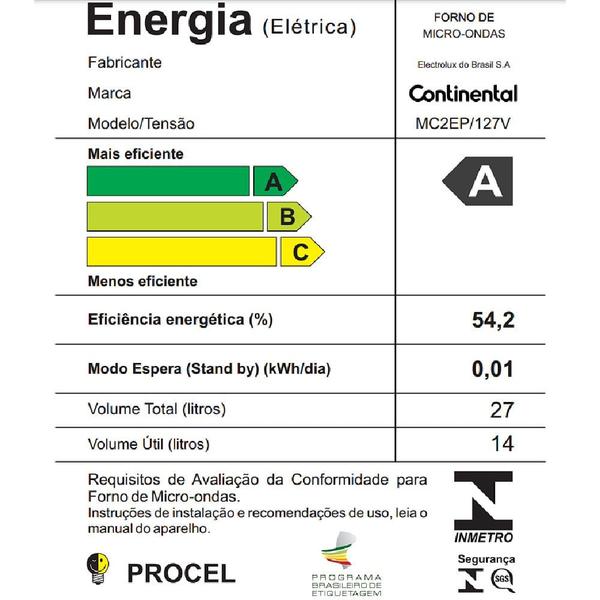 Imagem de Micro-ondas de Embutir Continental 27L Preto com Função Tira Odor (MC2EP)