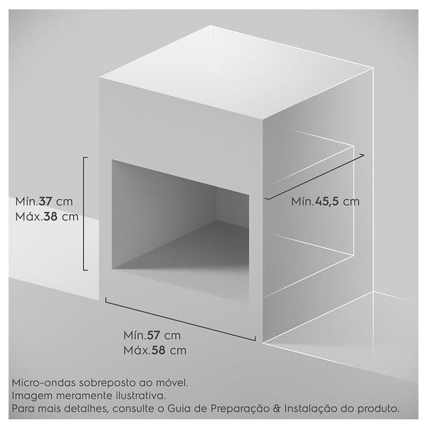 Imagem de Micro-ondas de Embutir Electrolux Experience com 34 Litros de Capacidade Cinza - ME3BC