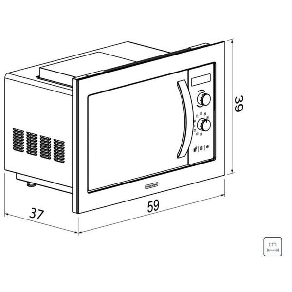 Imagem de Micro-ondas de Embutir Glass Cook 8 Funções 25 L em Vidro Temperado Preto Tramontina 94880/008