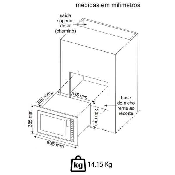 Imagem de Micro-Ondas Fischer Fit Line Embutir 25l Moldura Branca 220v Com Função Descongelar 34910(98442)