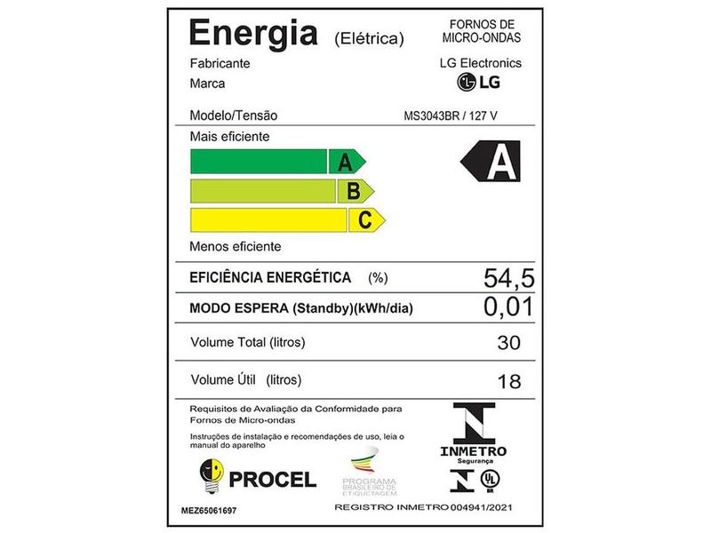 Imagem de Micro-ondas LG 30L Prata MS3043BR