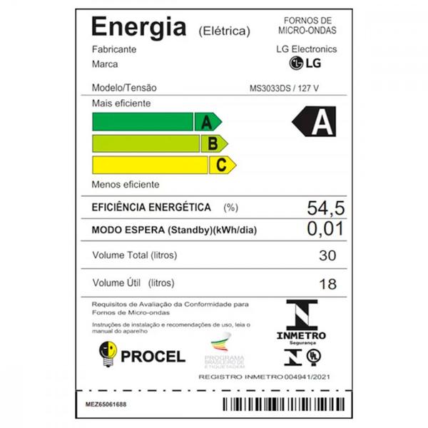 Imagem de Micro-Ondas LG 30L Preto 127V Limpa Fácil - MS3033DS