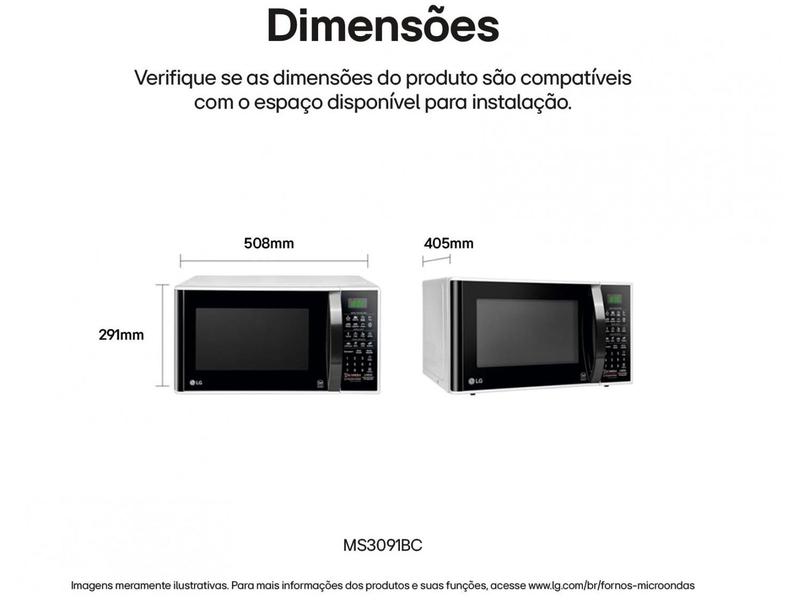 Imagem de Micro-ondas LG 30L Solo MS3091BC Branco e Preto