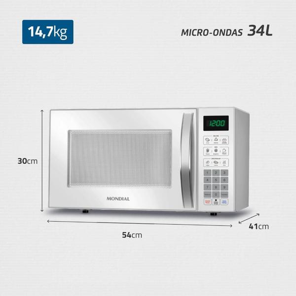 Imagem de Micro-ondas Mondial MO-02-34-W Branco 34 Litros 1400w 127v