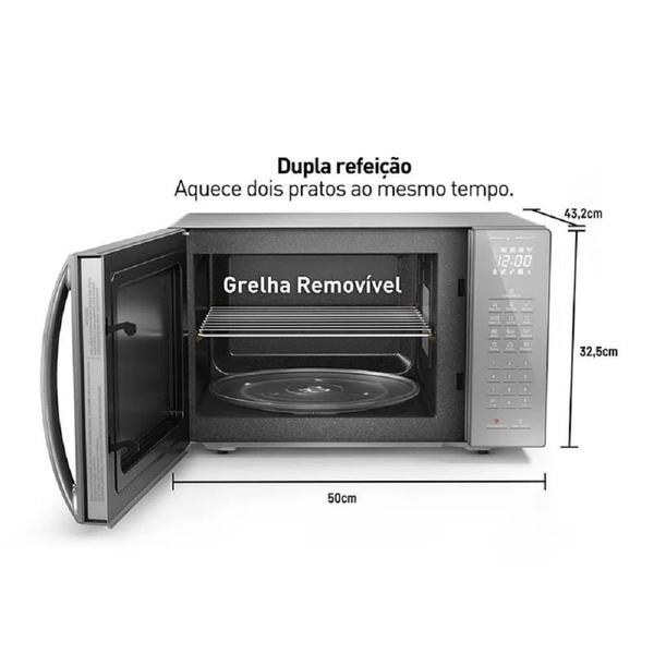 Imagem de Micro-ondas Panasonic de Bancada Tecnologia Dupla Refeição 34L Inox 110V NN-ST67LSRUN