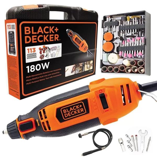 Imagem de Micro Retifica 180w C/ 113 Peças Rt18k 220v - Black&Decker 