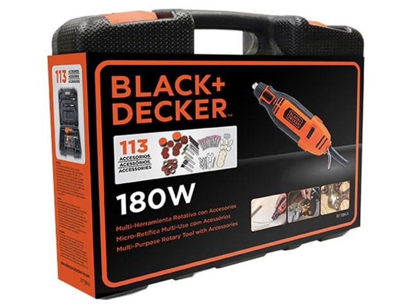 Imagem de Micro Retífica BlackDecker RT18K 180W - 113 Acessórios com Maleta 220v 