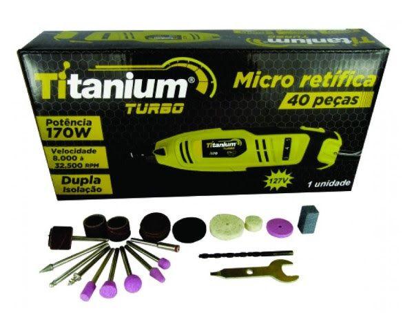 Imagem de Micro Retifica Eletrica 170W Titanium 1/8 C 40 peças 32500Rpm