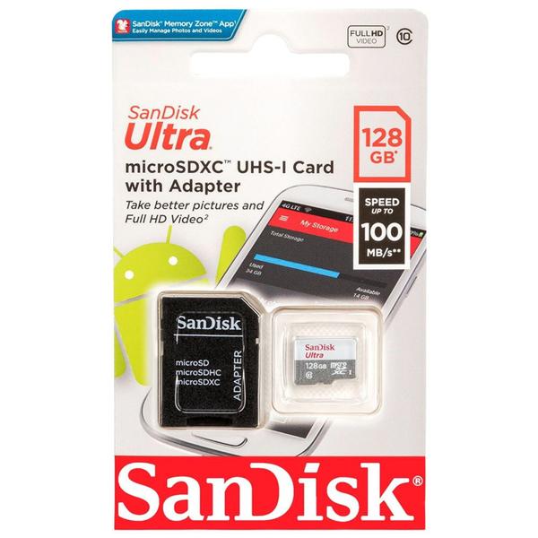 Imagem de Micro Sd Cartao Memoria Sandisk 128gb Ultra Classe 10