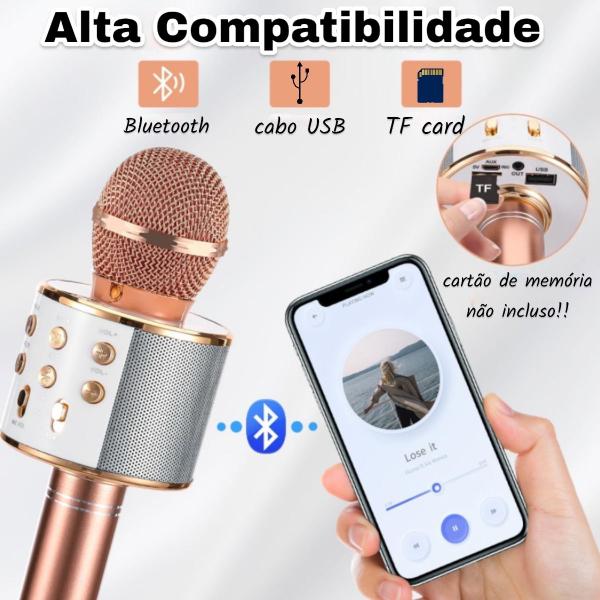 Imagem de Microfone Bluetooth Karaoke Sem Fio Youtuber Reporter Cores