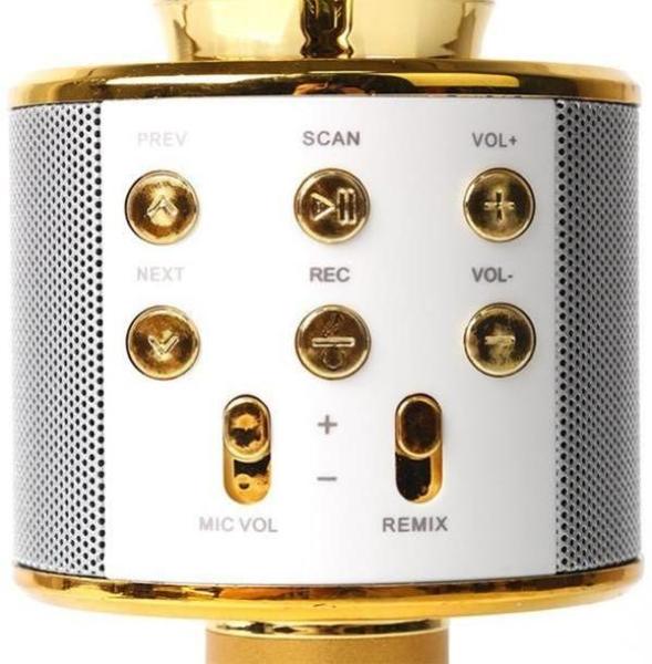 Microfone Bluetooth Wster Ws-858 Sem Fio Karaokê - Dourado Imagem de Microfone Bluetooth Wster Ws-858 Sem Fio Karaokê - Dourado