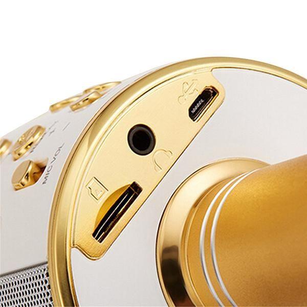 Imagem de Microfone Bluetooth WSTER WS-858 Sem Fio Karaokê Regarregável Alto-falante Mini Karaokê - Dourado