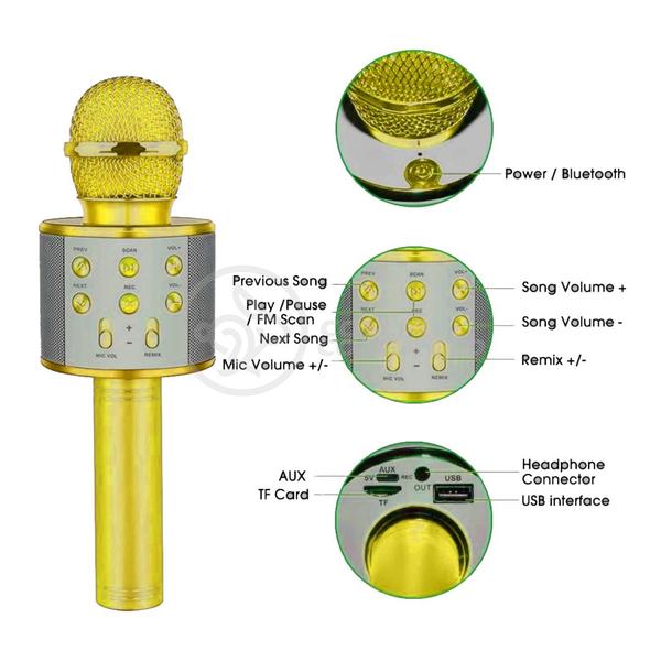 Imagem de Microfone Bluetooth WSTER WS-858 Sem Fio Karaokê Regarregável Alto-falante Mini Karaokê