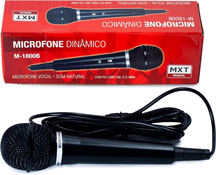 Imagem de Microfone com fio para karaoke MXT 1800B -- Preto -- Cabo 3 metros